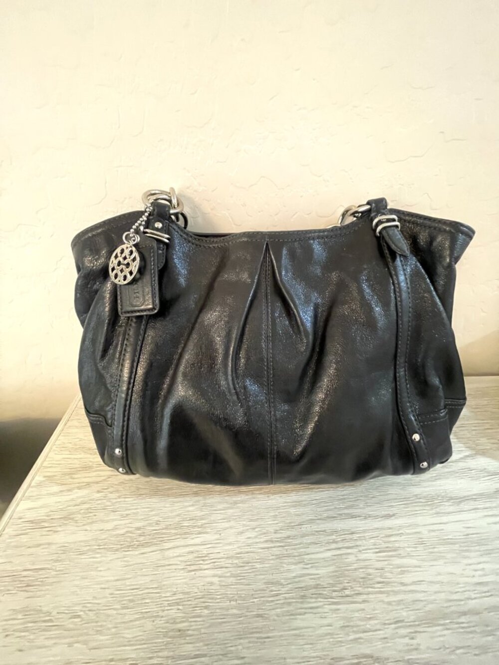 Coach Alexandra Shoulder Bag Tote Handbag Black Silver 16244 Large Two Hangtags - Picture 2 of 10